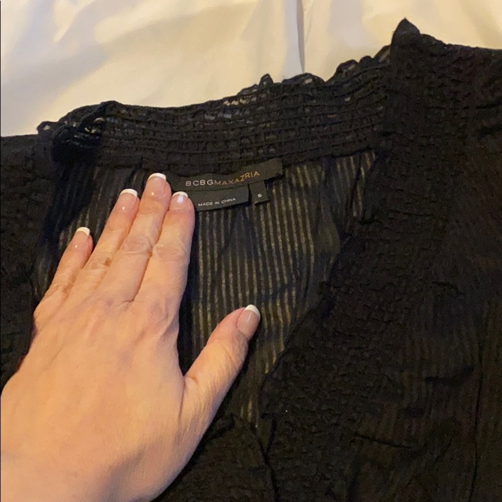 Black see through striped blouse